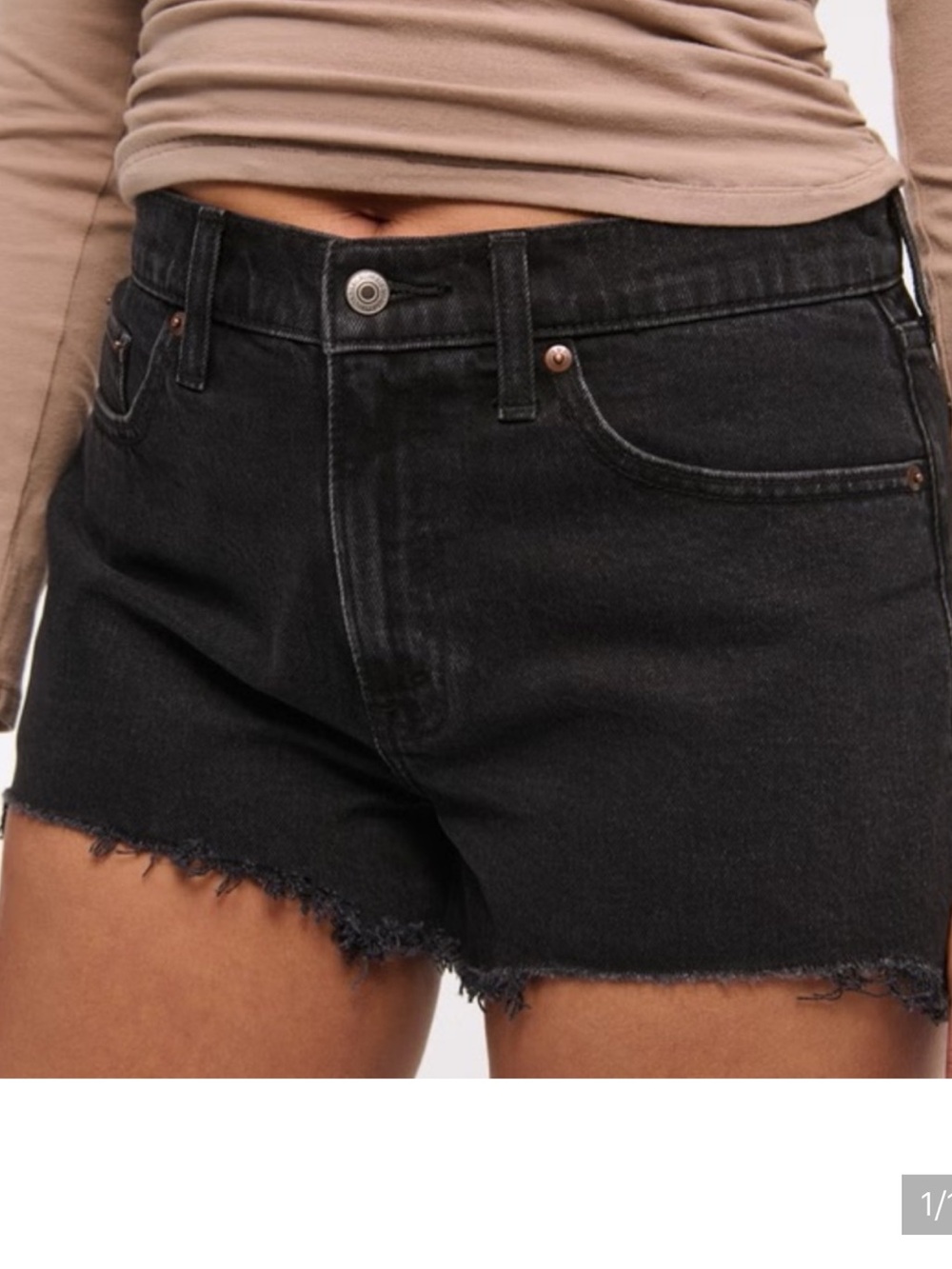 Abercrombie & Fitch Annie High Rise Black Denim Shorts